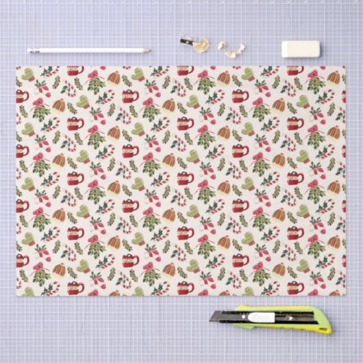 Kerstochtend met cacao en marshmallows tissuepapier (Craft)