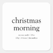 Kerstochtend minimalistische soja kaars vierkante sticker (Voorkant)