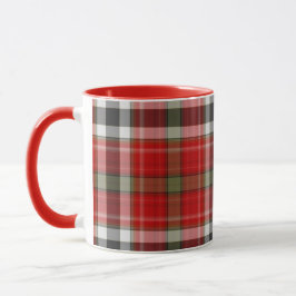 Kerstochtend Rood Wit Tartan Plaid Mok