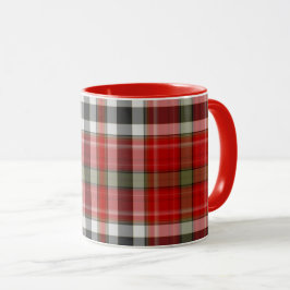 Kerstochtend Rood Wit Tartan Plaid Mok
