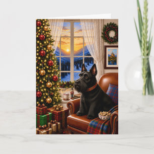 Kerstochtend, Schotse Terriër Kerstkaart Feestdagen Kaart