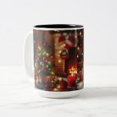 Kerstochtend vreugde/Mok Tweekleurige Koffiemok (Voorkant links)