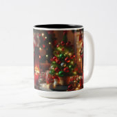 Kerstochtend vreugde/Mok Tweekleurige Koffiemok (Voorkant rechts)