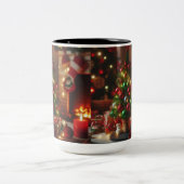 Kerstochtend vreugde/Mok Tweekleurige Koffiemok (Center)