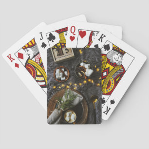 Kerstochtend, warme chocolade en Marshmallows Pokerkaarten