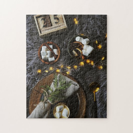 Kerstochtend, warme chocolade en Marshmellows Legpuzzel (Verticaal)