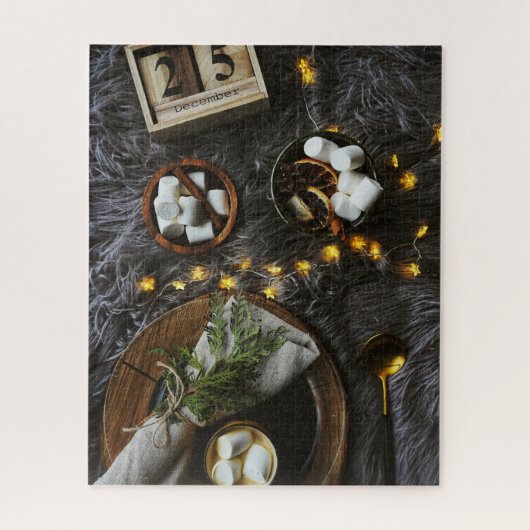 Kerstochtend, warme chocolade en Marshmellows Legpuzzel (Verticaal)
