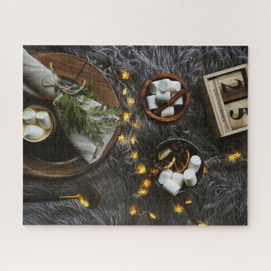 Kerstochtend, warme chocolade en Marshmellows Legpuzzel (Horizontaal)