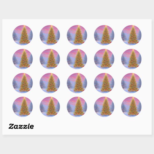 Kerstochtendgloren Ronde Sticker (Vel)