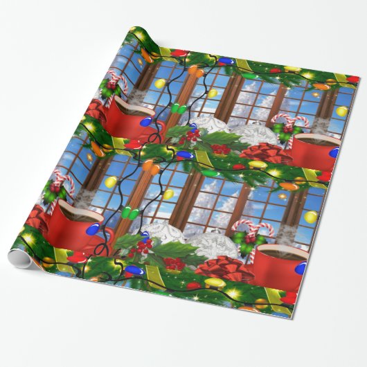 Kerstochtendverdringerpapier Cadeaupapier (Uitgerold)