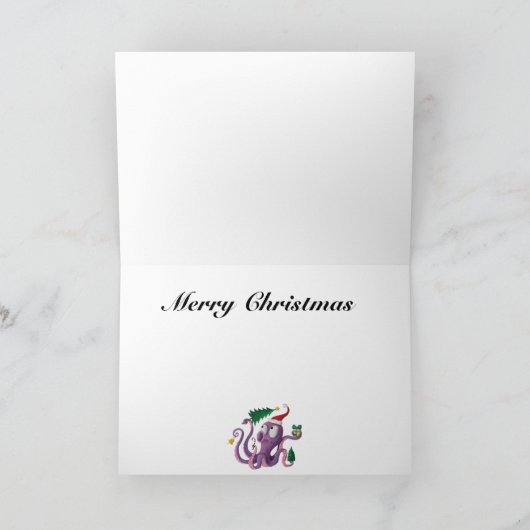 Kerstoctopus Feestdagen Kaart (Binnen)