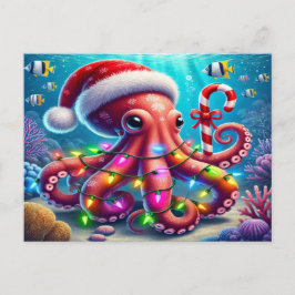 Kerstoctopus Feestdagenkaart