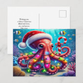 Kerstoctopus Feestdagenkaart (Voorkant / Achterkant)