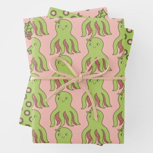 Kerstoctopus Inpakpapier Vel (In situ)