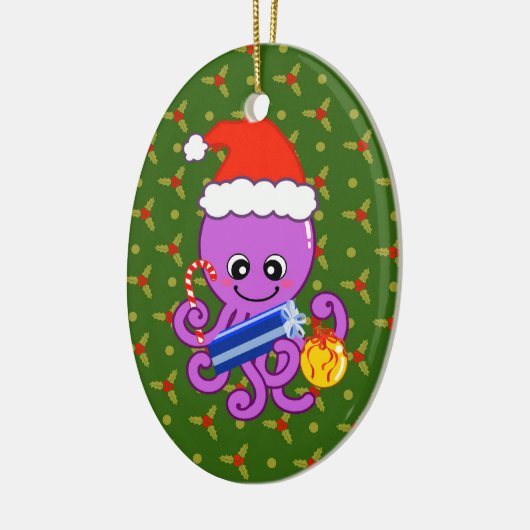 Kerstoctopus Keramisch Ornament (Links)