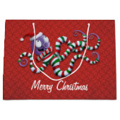 Kerstoctopus met strepen large cadeautasje (Voorkant)