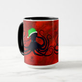 Kerstoctopus op rood - 15 oz. Combinatie-Mok Mok (Voorkant links)