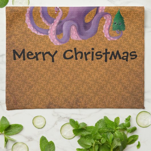 Kerstoctopus Theedoek (Gevouwen)