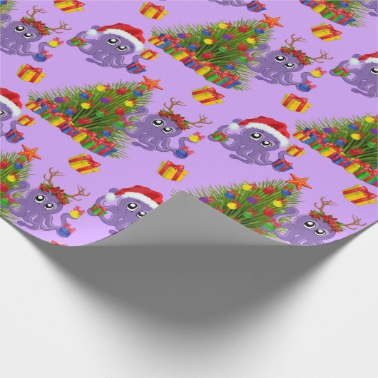 Kerstoctopus-zeewier Cadeaupapier (Hoek)