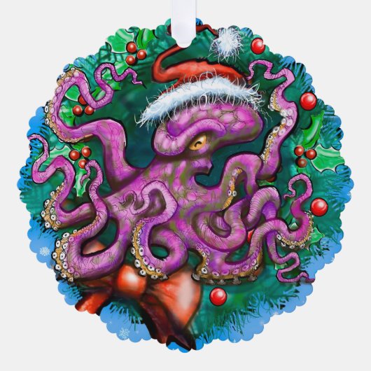Kerstoctopusvenstertje Ornament Kaart (Voorkant)
