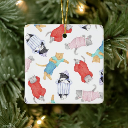 KERSTOFFERDJES Keramiek Vierkant Ornament (Boom)