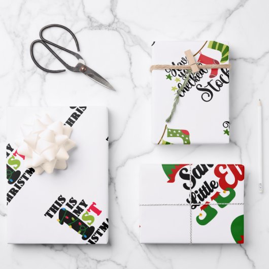 kerstoffertes voor kinderen die papierbladen overl inpakpapier vel (Voorkant)