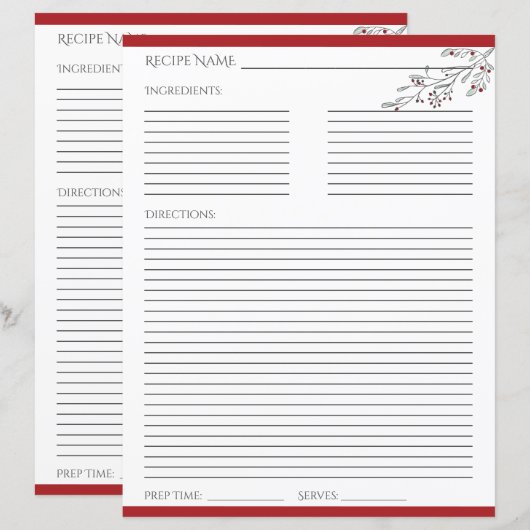 Kerstolie en Berries — Recipe Kaart (Voorkant / Achterkant)