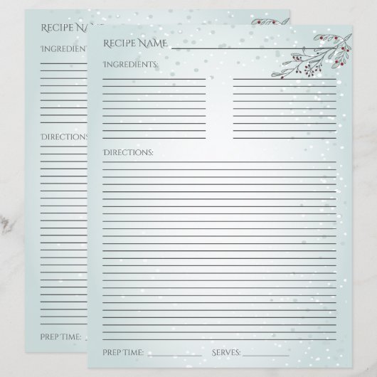 Kerstolie en Berries — Recipe Kaart (Voorkant / Achterkant)