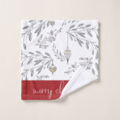 kerstolie en bessen bad handdoek (Wasdoekje)