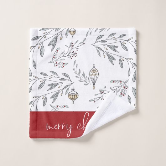 kerstolie en bessen bad handdoek (Wasdoekje)