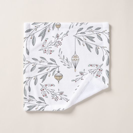 kerstolie en bessen bad handdoek (Wasdoekje)