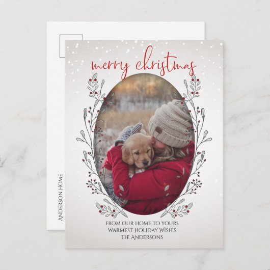 kerstolie en bessen briefkaart (Voorkant / Achterkant)