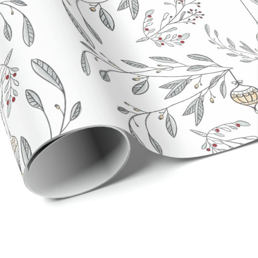 kerstolie en bessen cadeaupapier (Rol Hoek)