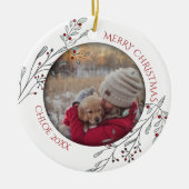 kerstolie en bessen keramisch ornament (Voorkant)