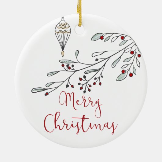 kerstolie en bessen keramisch ornament (Achterkant)