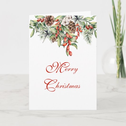 kerstolie en bessen vouwd Wenskaart Kaart (Voorkant)