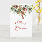kerstolie en bessen vouwd Wenskaart Kaart (Gele Bloem)