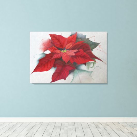 kerstolie van Poinsettia Canvas Afdruk (Insitu (Houten vloer))