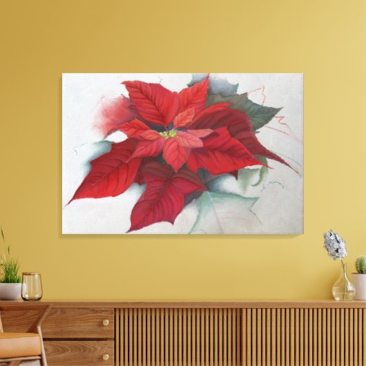 kerstolie van Poinsettia Canvas Afdruk (Insitu (Woonkamer))