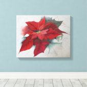 kerstolie van Poinsettia Canvas Afdruk (Insitu (Houten vloer))