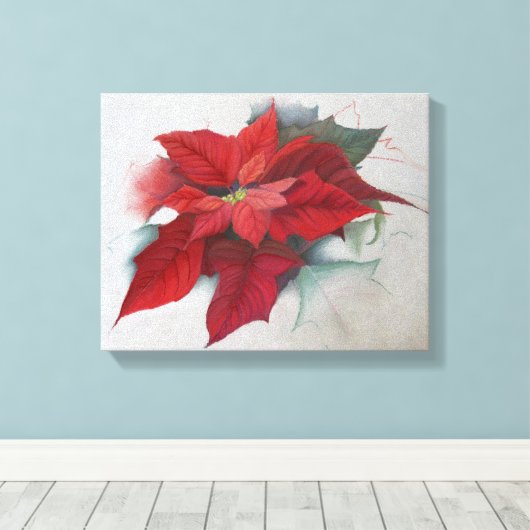 kerstolie van Poinsettia Canvas Afdruk (Insitu (Houten vloer))