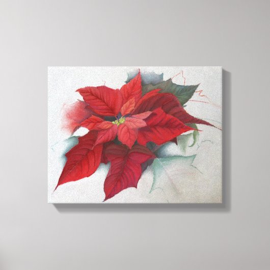 kerstolie van Poinsettia Canvas Afdruk (Voorkant)