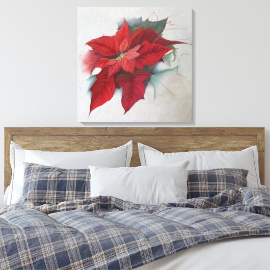 kerstolie van Poinsettia Canvas Afdruk (Insitu (Slaapkamer))