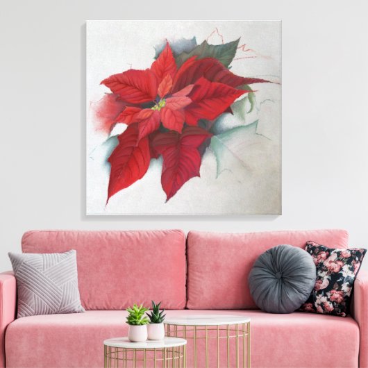 kerstolie van Poinsettia Canvas Afdruk (Insitu (Woonkamer))