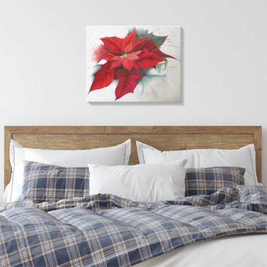 kerstolie van Poinsettia Canvas Afdruk (Insitu (Slaapkamer))