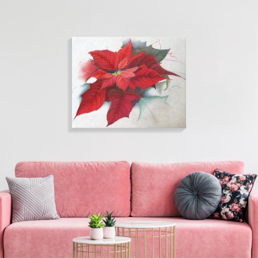 kerstolie van Poinsettia Canvas Afdruk (Insitu (Woonkamer))