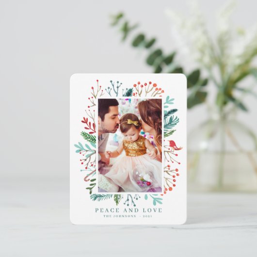 Kerstolierijflessen met een moderne Waterverf Feestdagenkaart (Staand voorkant)