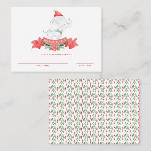 Kerstolifant | Baby shower gissen spel Informatiekaartje (Voorkant / Achterkant)