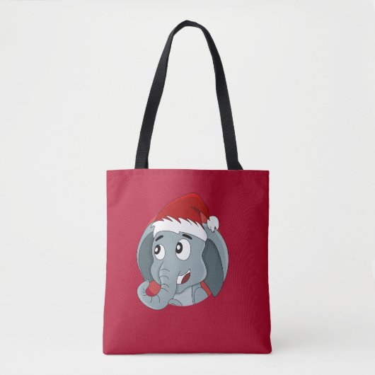 Kerstolifant cartoon Canvas tas (Voorkant)