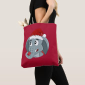 Kerstolifant cartoon Canvas tas (Dichtbij)